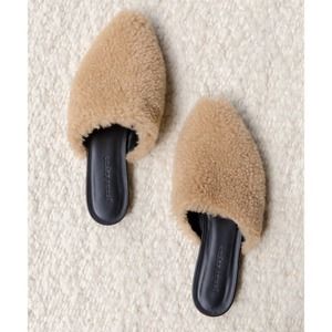 NEW Jenni Kayne Shearling Sherpa Miles Flats sz 39 Natural